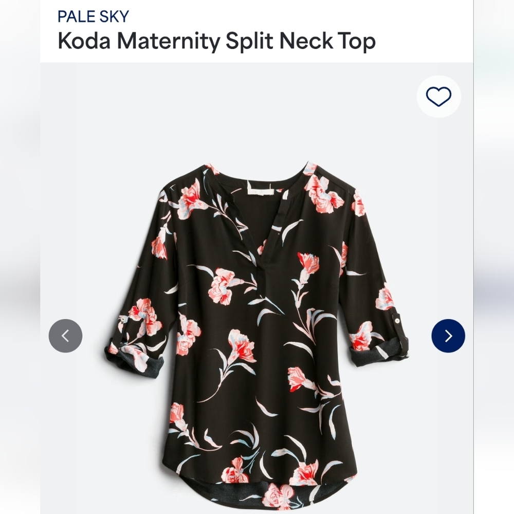 Koda Maternity Split Neck Blouse - Black with Pink Floral